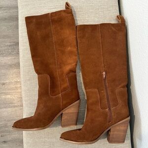 Seven7 Brown Suede Knee High Block Heel Boots Women’s Size 9M
